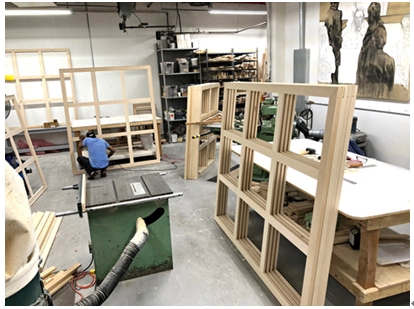 Our Houston workshop with stretcher frames